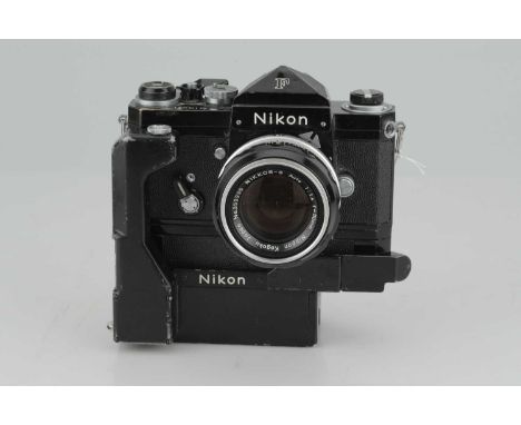 A Nikon F Plain Prism SLR Camera,black, serial no. 7436918, with Nikon Nikkor-S f/1.4 50mm lens, body, G, shutter working, le