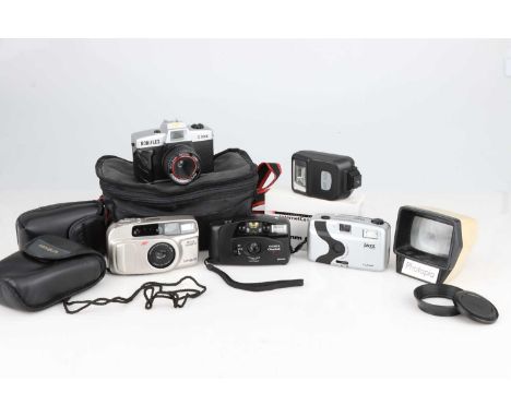 A Selection of 35mm Cameras,including a Minolta Riva Zoom 70, a Yashica Clearbook AF, 2x Ronnieflex X3000s, a Jazz 202 35mm c