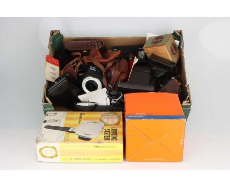A Selection of Camera Paraphernalia,including camera cases, a macro ring flash, and more (a lot).