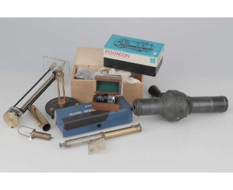 A Collection of Scientific Instrumentsincluding a cased pocket comparator, a miniature galvanometer, galvanometer parts, a ca