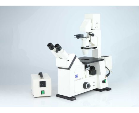 Zeiss AxioVert S100 Inverted Fluorescence Phase Contrast Microscope,Stamped to the side â€˜Axiovert S100 2TVâ€™, binocular he