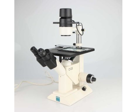 Zeiss Invertoscope ID03 Inverted Phase Contrast MicroscopeGerman, c.1990, marked 'ZEISS ID 03', with binocular head with iner