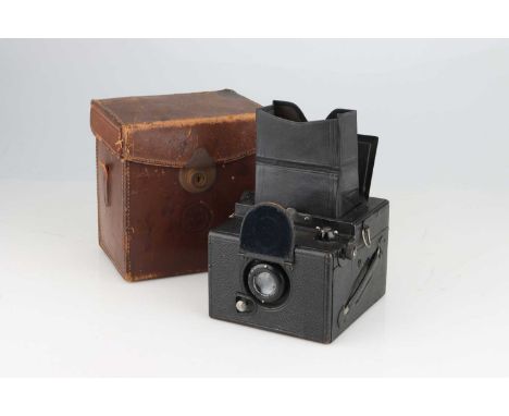 An Ensign Focal Plane Rollfilm Reflex Camera,black, with Ross London 105mm f/4.5 lens, body F-G, shutter working, lens F, haz