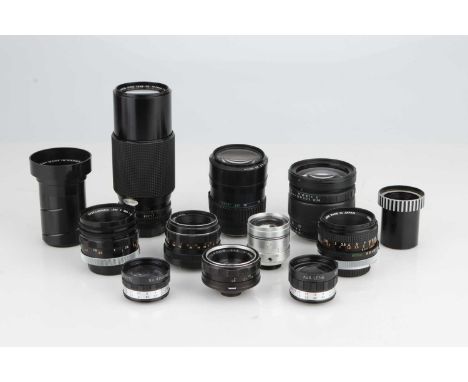 A Selection of Camera Lenses,including a Super-Canomatic Lens R 50mm f/1.8, a Pentax Zoom 28-80mm f/3.5-4.5, a HI TOPCOR 50mm