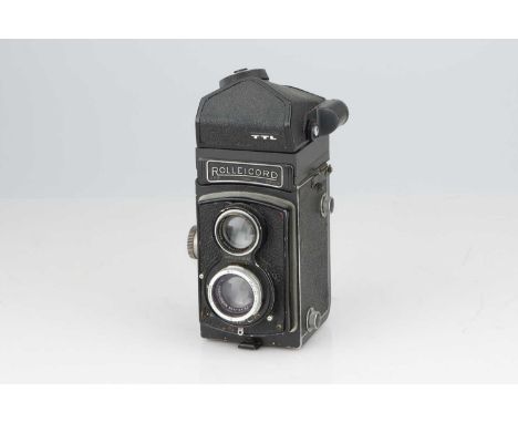 A Modified Rolleicord TLR Camera,black, serial no. 779939, with Calr Zeiss Jena Triotar 75mm f/3.5, modified with a Kiev TTL 