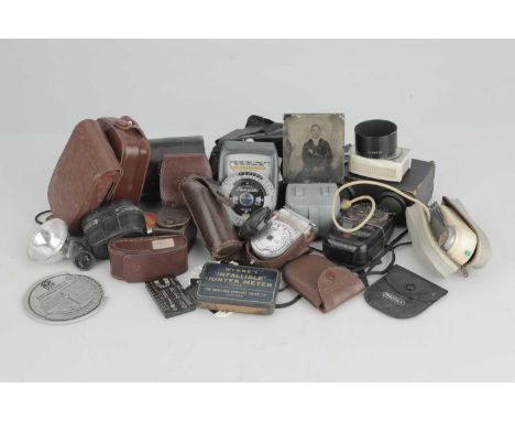 A Good Selection of Camera Light Meters and Accessories,including a General Electric DW-48, a Gossen Lunasix, a Weston Horvex
