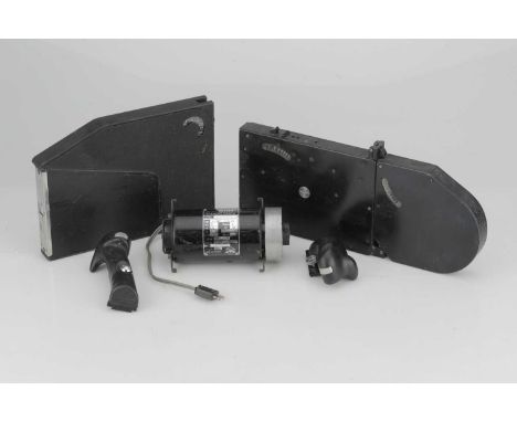 A Selection of Debrie Motion Picture Camera Accessories,including Debrie CX hand grips, magazine and motor for 16mm cine came