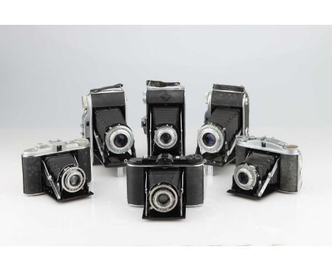 A Selection of Six Agfa Folding Cameras,including a pre-war Isolette, a post-war Isolette, an Isolette II, a Billy I, and two