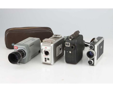 A Selection of Cine Cameras,including a Leicina camera, a Pathescope Camera, a Kodak Brownie 8mm Movie Camera II, and an Agfa
