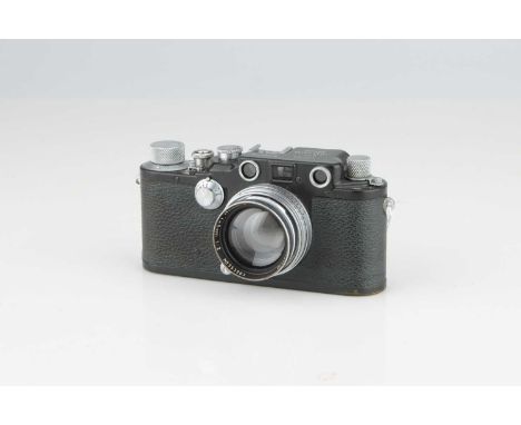 A Leica IIIc Rangefinder Camera,black repaint, serial no. 388775, with Leitz Summitar f/2 50mm lens, chrome, serial no. 55396