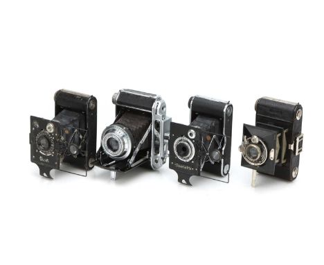 Four Japanese Folding Cameras,including Minolta Best, Kuribayashi Petri-Semi 120, Konica Pearlette (2), three in maker's case