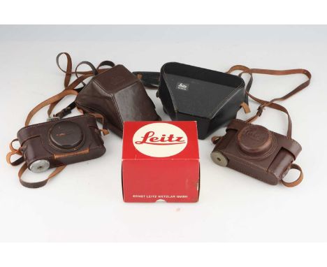 A Selection of Four Leica Camera Cases,also with a Leitz Elmarit-R EMTPY BOX, (a lot).