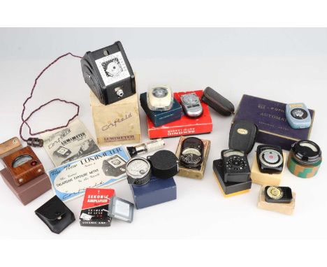 A Selection of Light Meters,including a Corfield Lumimeter, a Kopil Automat-A, a G.E.C. Meter, an Ombrux Photo-Electric Expos