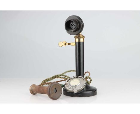 A Candlestick No. 150 Telephone,black, with brown reciever, rotary dial, untested.