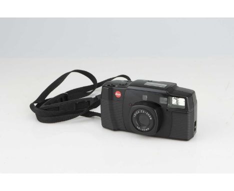 A Leica C2-Zoom 35mm Compact Camera,black, body G-VG, shutter working, optics G, slight dust and very fine haze, with makers 
