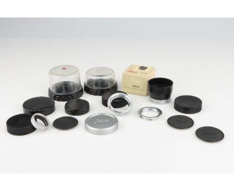 A Selection of Leica Lens Accessories,including a Leitz IUFOO, a Leitz OUFRO, a Leitz Leica Screw to Leica M adapter M2/50 M3