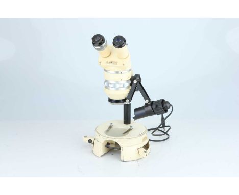 Wild Heerbrugg M5 Stereo Binocular Microscope,Swiss, c.1960, signed 'WILD HEERBERUGG SWITZERLAND, M5-82003', with a pair of W