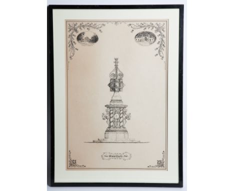 ALEXANDER ADAMS,
SUNDIAL AT GLAMIS CASTLE
pen drawing on paper, signed with monogram
47.5cm x 32cm
Mounted, framed and under 