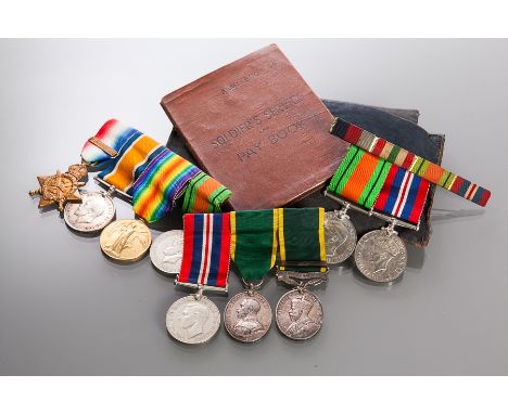 COLLECTION OF NINE WWI AND WWII MEDALS
including an British War Medal 1914-18,  Allied Victory Medal and 1914 Star awarded to