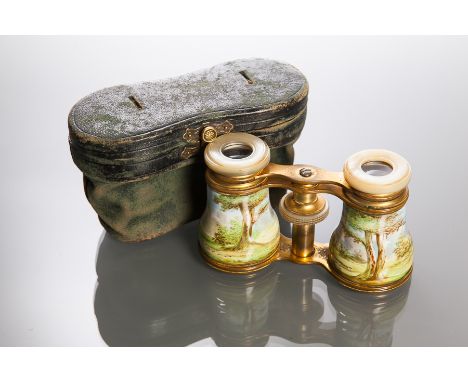 LATE 19TH/EARLY 20TH CENTURY PAIR OF CONTINENTAL ENAMEL OPERA GLASSES
probably French, with mother of pearl rims to the eye p