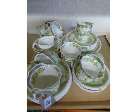 A tray of thirty-seven pieces of late Victorian Sons and Amazon tea service 