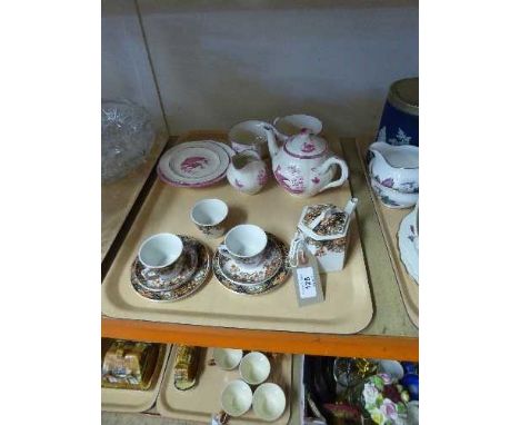 A tray of Copland Spode six piece tea for one and an antique china eight piece tea for two