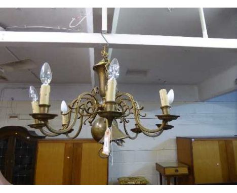A brass eight branch chandelier 