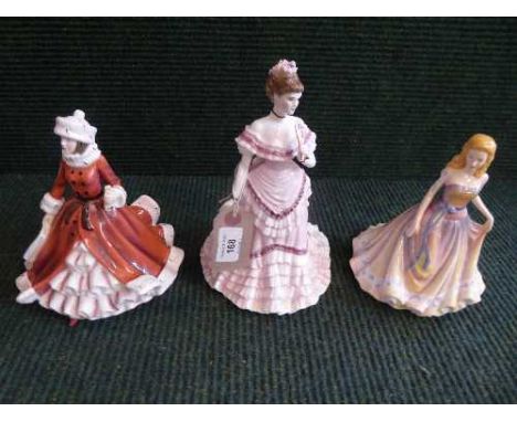 A Royal Worcester figure - First Dance numbered 236/7500 and two English Ladies Company china figures - Festive Wishes and El