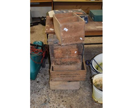 Five vintage wooden crates