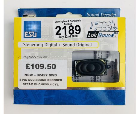 ESU LokSound 82427 SWD 8 Pin Duchess 4 Cyl DCC Digital Sound Decoder - New &amp; Boxed. P&amp;P Group 1 (£14+VAT for the firs