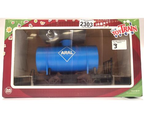 Marklin LGB Aral four wheel tanker in blue. P&P Group 2 (£18+VAT for the first lot and £2+VAT for subsequent lots)Condition R