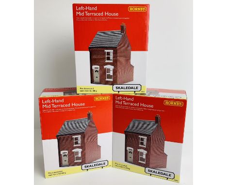 3x Hornby OO Gauge Skaledale R9856 'Left Hand Mid Terraced House' - New Ex Shop Stock Boxed - With Outer Mailer Box. P&amp;P 