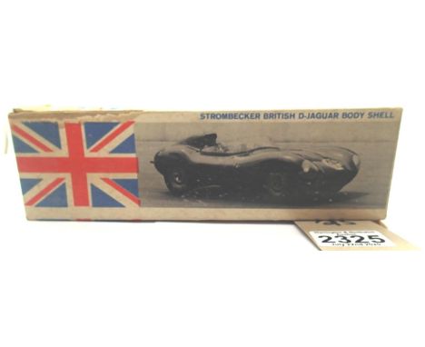 Vintage slot car Strombecker kit Jaguar D type, built and in original box. P&amp;P Group 1 (£14+VAT for the first lot and £1+