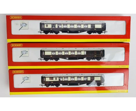 3x Hornby OO Gauge Pullman Passenger Car Coaches - With Working Table Lamps - To Include: R4166 No.248, R4164 Argus, R4162 Mi