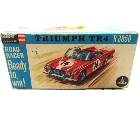 Vintage slot car Revell kit, Triumph TR4, built and in original box. P&amp;P Group 1 (£14+VAT for the first lot and £1+VAT fo