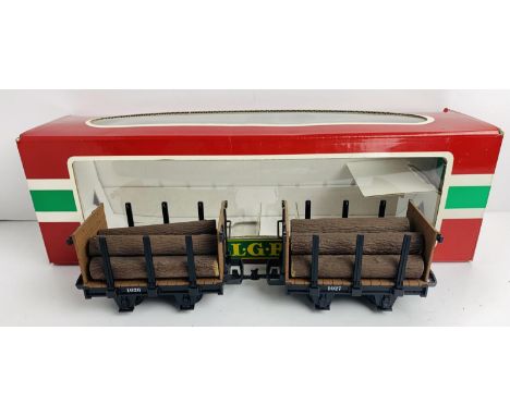 LGB G Gauge 41170 Pair of Log Wagons (with loads) - Boxed. P&amp;P Group 3 (£25+VAT for the first lot and £5+VAT for subseque