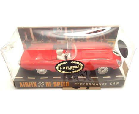 Vintage slot car, Airfix E type Jaguar, ready to run and in a poor box. P&amp;P Group 1 (£14+VAT for the first lot and £1+VAT