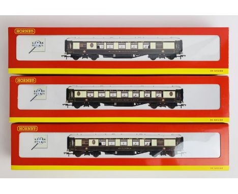 3x Hornby OO Gauge Pullman Car Coaches - With Working Table Lamps - To Include: R4145A, R4144A, R4146A - All Boxed. P&amp;P G