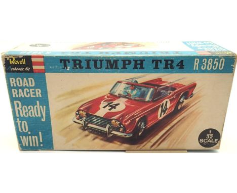 Vintage slot car Revell kit, Triumph TR4, built and in original box. P&amp;P Group 1 (£14+VAT for the first lot and £1+VAT fo