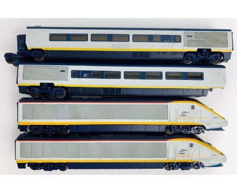 Jouef HO Scale 4x Car 'Eurostar' - 1x Power Car, 1x Dummy Car, 2x Coaches - All Unboxed. P&amp;P Group 2 (£18+VAT for the fir