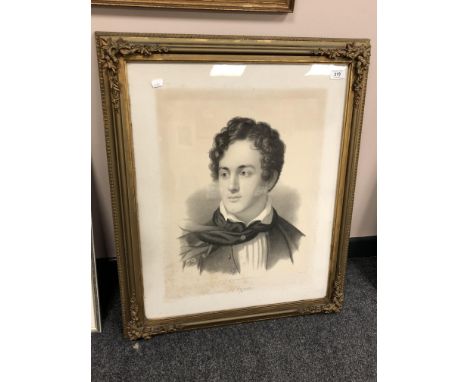 After A Arnst : Portrait of Lord Byron, tinted lithograph, published by A. Fullarton &amp; Co., 63 cm x 51 cm, in ornate comp