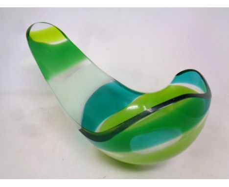 A Jane Charles art glass shaped bowl signed to base 