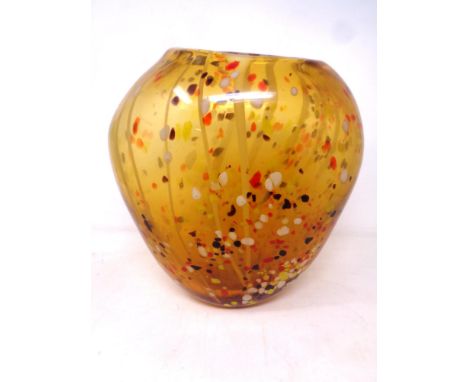 An art glass oval amber vase with speckled decoration (height 27 cm) 