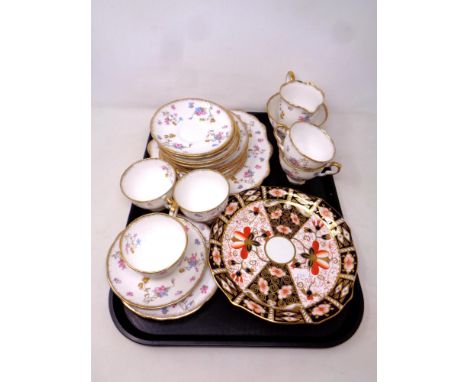 A tray of Royal Crown Derby Imari plate, twenty-piece Royal Stafford Violets Pompadour bone china tea service 