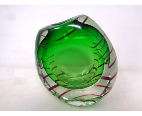 A Jane Charles art glass vase signed to base (height 17 cm)