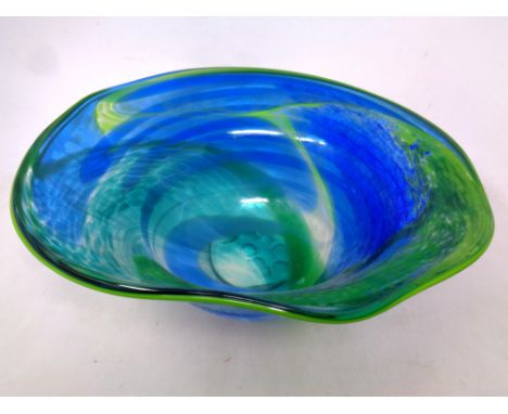 An art glass bowl with swirl decoration (diameter 38 cm)