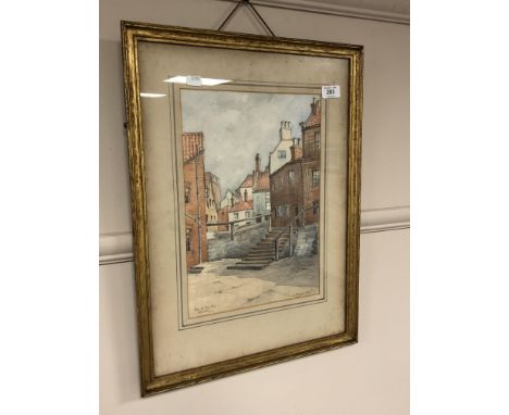 Stanley Brinton : Foot of Tate Hill, Whitby, watercolour, signed, dated 1934, 36 cm x 25 cm, with Laing Art Gallery & Museum 