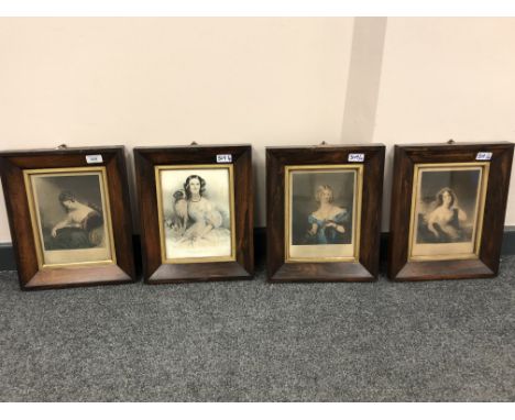 A M Huffam : The Keepsake, steel engraving with hand colouring, 21 cm x 16 cm, together with three further hand coloured port