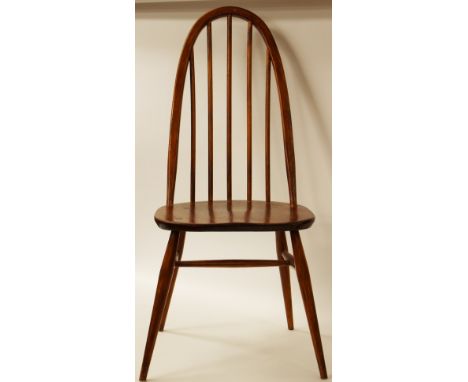 An Ercol Quaker side chair, beech, with spindle back