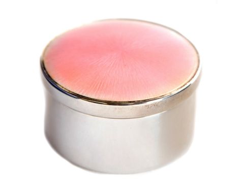 Gerald Benney, a modern silver and enamelled box, cylindrical form with pink guilloche enamel lid, SFSB, Benney, London 2006,